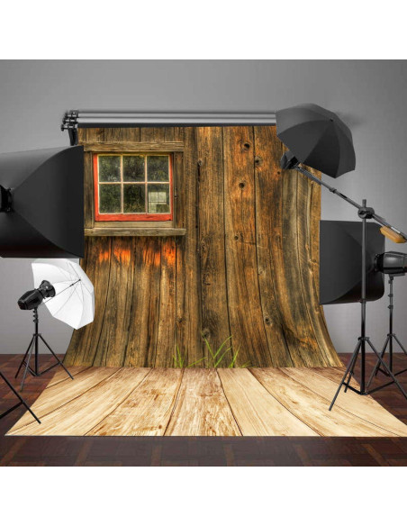 Fondo de Fotografía 5x7 pies LYLY Rústico Madera Amarilla