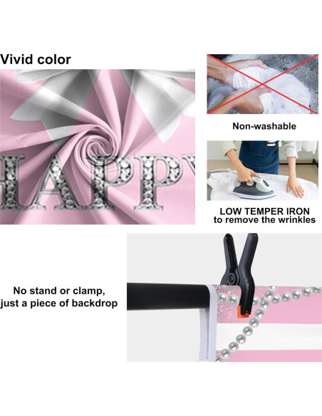 Fondo de Fotografía Rosa Feliz Cumpleaños Baocicco 2.13x1.52m