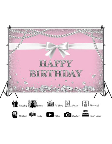 Fondo de Fotografía Rosa Feliz Cumpleaños Baocicco 2.13x1.52m