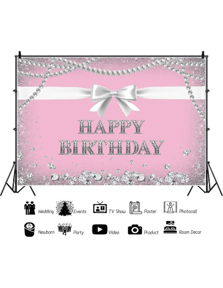 Fondo de Fotografía Rosa Feliz Cumpleaños Baocicco 2.13x1.52m