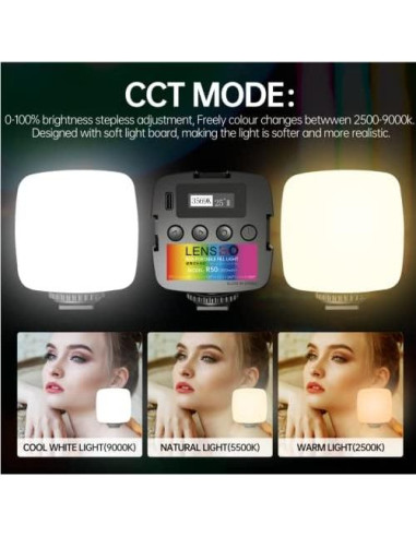 Luz LED Portátil LENSGO R50 RGB 2000mAh 2500-9000K