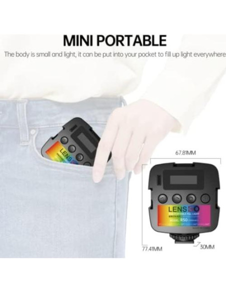 Luz LED Portátil LENSGO R50 RGB 2000mAh 2500-9000K
