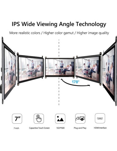Monitor Táctil 7" CUQI JRP7002 HDMI 1024x600 Portátil