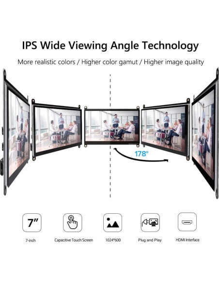 Monitor Táctil 7" CUQI JRP7002 HDMI 1024x600 Portátil