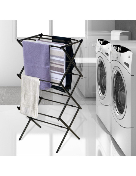 Rack de Secado Expandible BLACK+DECKER 3 Niveles Plegable Negro