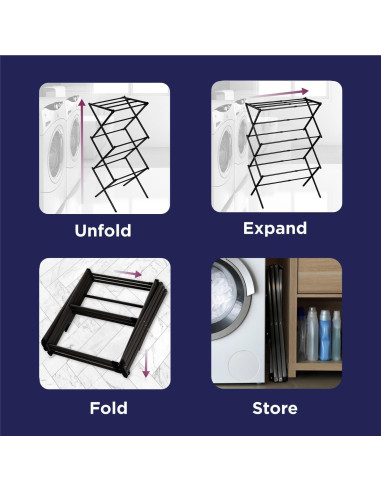 Rack de Secado Expandible BLACK+DECKER 3 Niveles Plegable Negro