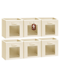 Cestas de Almacenamiento Plegables Homsorout 6 Unidades Beige