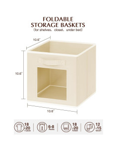 Cestas de Almacenamiento Plegables Homsorout 6 Unidades Beige 2