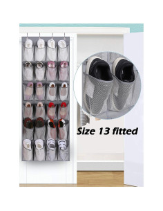 Organizador de Zapatos sobre la Puerta MISSLO 24 Bolsillos Malla Gris 2