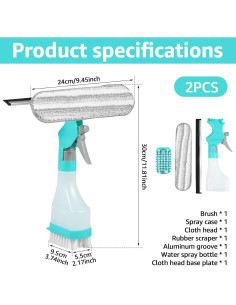 Kit de Limpieza de Ventanas 4 en 1 FALESOUL con Spray 2