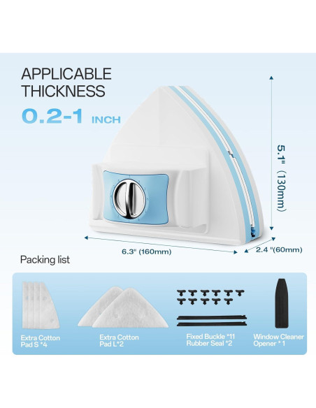 Limpiaparabrisas Magnético HACHWAIZZ Doble Cara 6 Esponjas 0.76-2.54cm