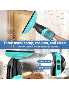 Aspiradora de Ventanas Kiato 3 en 1 Recargable 2200mAh 2