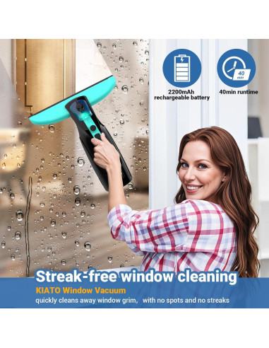 Aspiradora de Ventanas Kiato 3 en 1 Recargable 2200mAh