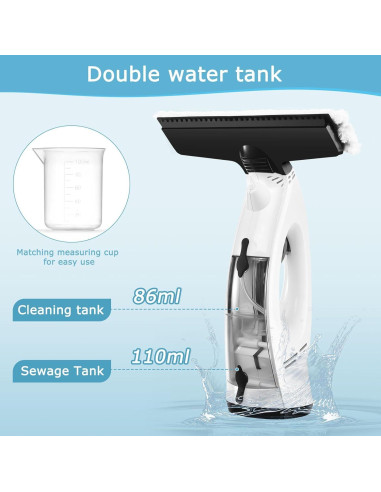 Aspiradora de Ventanas Inalámbrica Dizikzo 3 en 1 - Limpieza Eficaz