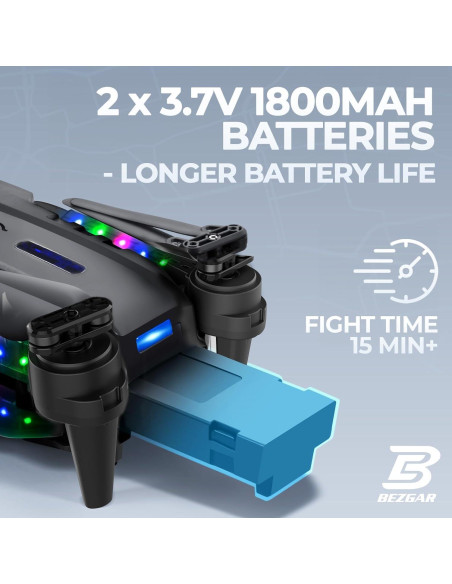 Dron BEZGAR E88D con Cámara 1080P HD y Luces LED
