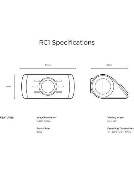 Cámara Trasera DroneMobile RC1 para Drone XC Dash Cam