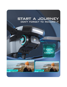 Dron DEERC D60 con Cámara 1080P HD, Plegable, Negro 2