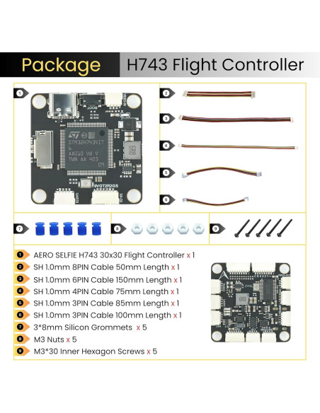Controlador de Vuelo AERO SELFIE H743 30x30 con Doble IMU