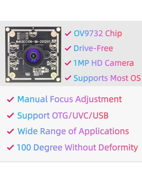 Módulo de Cámara USB Sevilinlu OV9732 100 Grados 1MP 3PCS