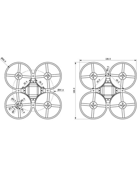 Marcos de Drone Happymodel Mobula8 85mm 2PCS FPV Negro