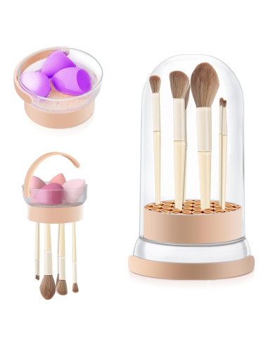 Tazón Limpiador de Brochas KAYUSO 3 en 1 con Tapa Caqui