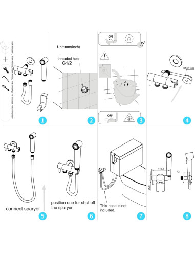 Pulverizador de Bidet de Mano CREA US-111006CP Cromo 120cm