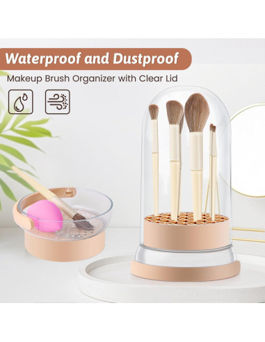 Tazón Limpiador de Brochas KAYUSO 3 en 1 con Tapa Caqui