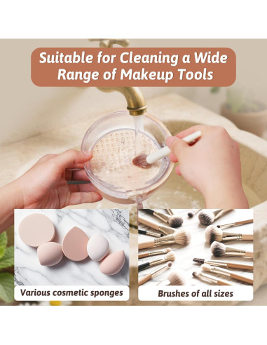 Tazón Limpiador de Brochas KAYUSO 3 en 1 con Tapa Caqui