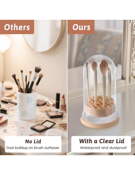 Tazón Limpiador de Brochas KAYUSO 3 en 1 con Tapa Caqui