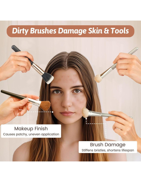 Tazón Limpiador de Brochas KAYUSO 3 en 1 con Tapa Caqui