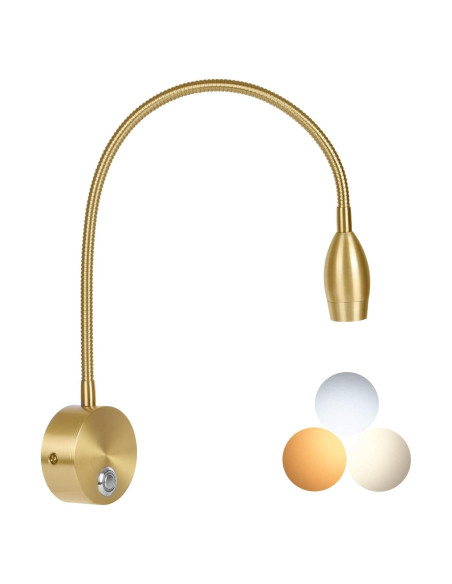 Luz de Lectura LED Adust RL-2 Táctil Regulable 3W Oro