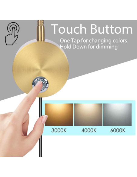 Luz de Lectura LED Adust RL-2 Táctil Regulable 3W Oro