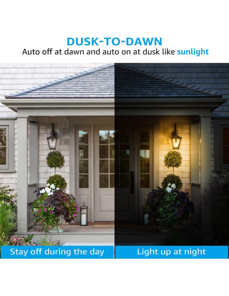 Bombillas LED A19 TORCHSTAR con sensor anochecer a amanecer, 9W, 800lm, 4 unidades