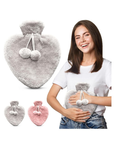 Botella de Agua Caliente Empire 1L con Funda de Felpa Gris