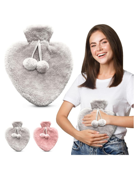 Botella de Agua Caliente Empire 1L con Funda de Felpa Gris