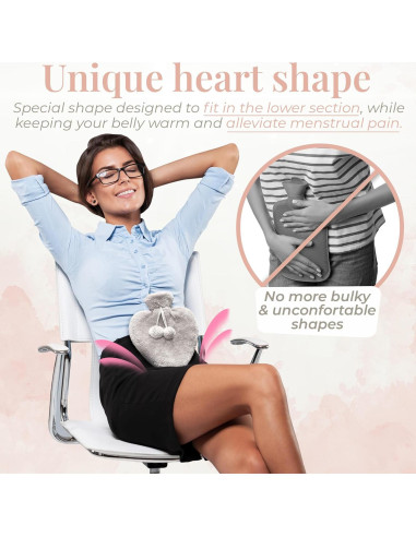 Botella de Agua Caliente Empire 1L con Funda de Felpa Gris