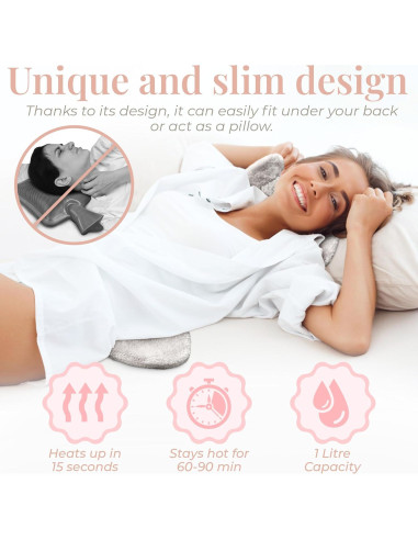 Botella de Agua Caliente Empire 1L con Funda de Felpa Gris