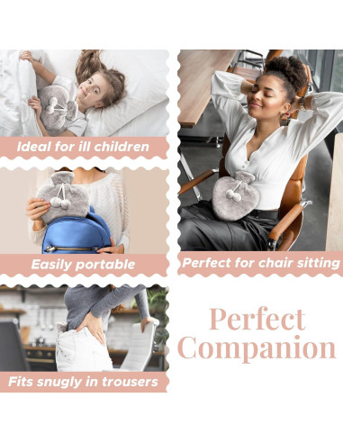 Botella de Agua Caliente Empire 1L con Funda de Felpa Gris