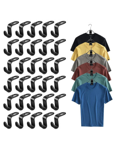 100 Ganchos Conectores para Perchas Moda y Estilo - Negro