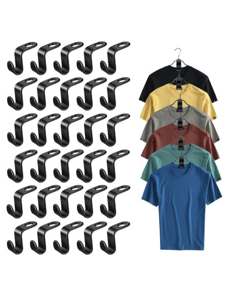 100 Ganchos Conectores para Perchas Moda y Estilo - Negro