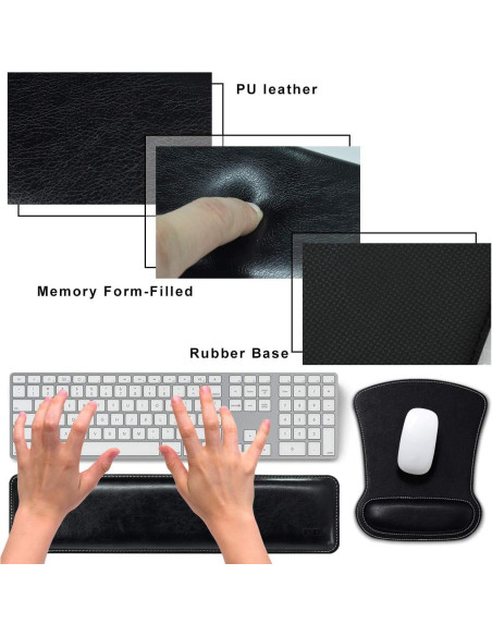 Reposamuñecas Ergonómico Cacoy Combo Negro con Alfombrilla