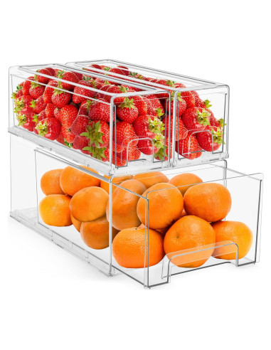 Cajones de Refrigerador Sorbus - 3 Organizadores Apilables Transparentes