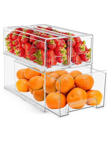 Cajones de Refrigerador Sorbus - 3 Organizadores Apilables Transparentes