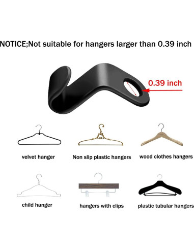 100 Ganchos Conectores para Perchas Moda y Estilo - Negro