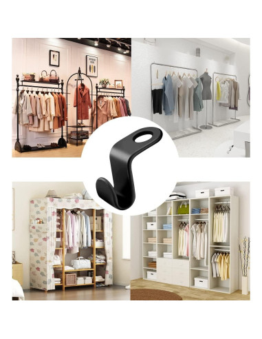 100 Ganchos Conectores para Perchas Moda y Estilo - Negro