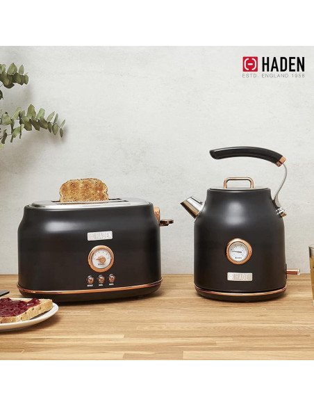 Tostadora Haden Dorset 2 Rebanadas Acero Inoxidable Negro/Cobre