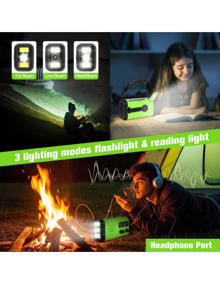 Radio de Manivela de Emergencia Puyinii 20000mAh Verde Claro