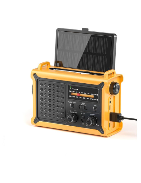 Radio Meteorológica Portátil NOAA AM FM Mesqool 12000mAh Solar