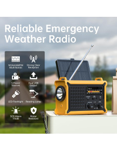 Radio Meteorológica Portátil NOAA AM FM Mesqool 12000mAh Solar 2
