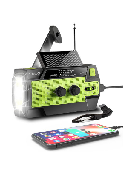 Radio de Emergencia Puiuisoul 4000mAh Solar y Manivela